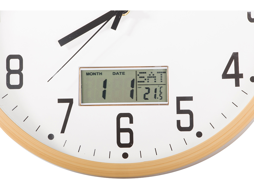 Sieninis laikrodis 30 cm apvalus su data ir temperatūra 2
