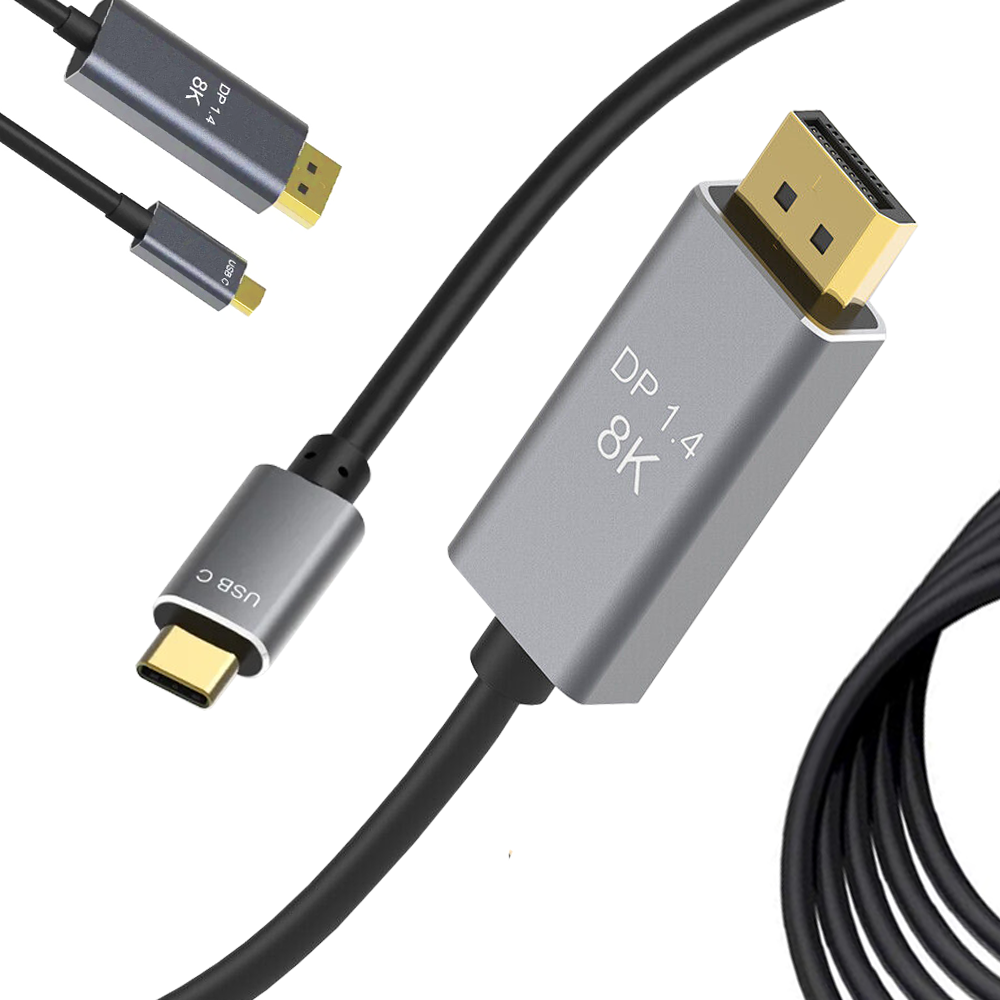 Displayport usb-c kabelis 1.4, 1,8 m, 8k, 4k, 2k