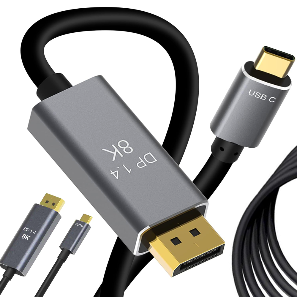 Displayport usb-c kabelis 1.4, 1,8 m, 8k, 4k, 2k