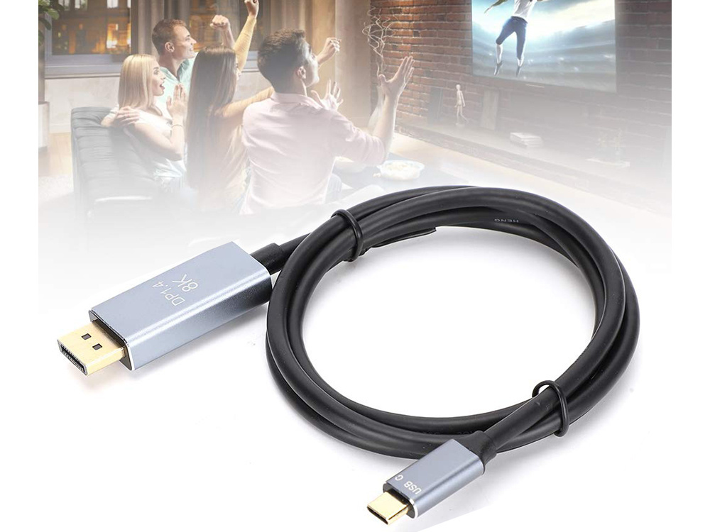 Displayport usb-c kabelis 1.4, 1,8 m, 8k, 4k, 2k