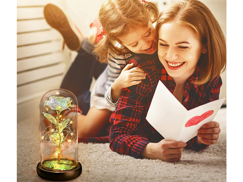 Amžina rožė stikle su led apšvietimu