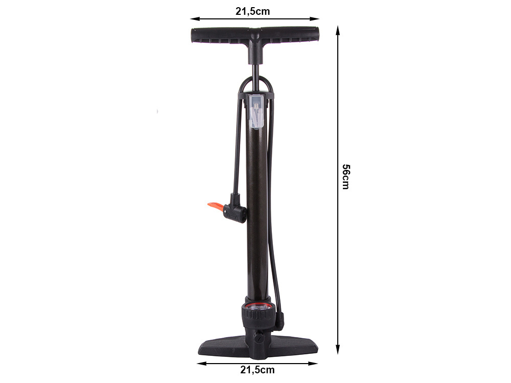 Metalinė rankinė pompa su manometru, 56 cm