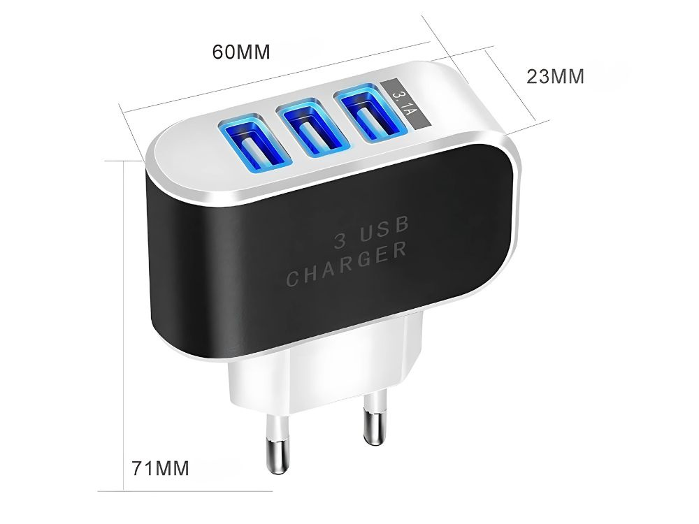 Greito įkrovimo įkroviklis 5w, 3x usb, quick charge 3.0