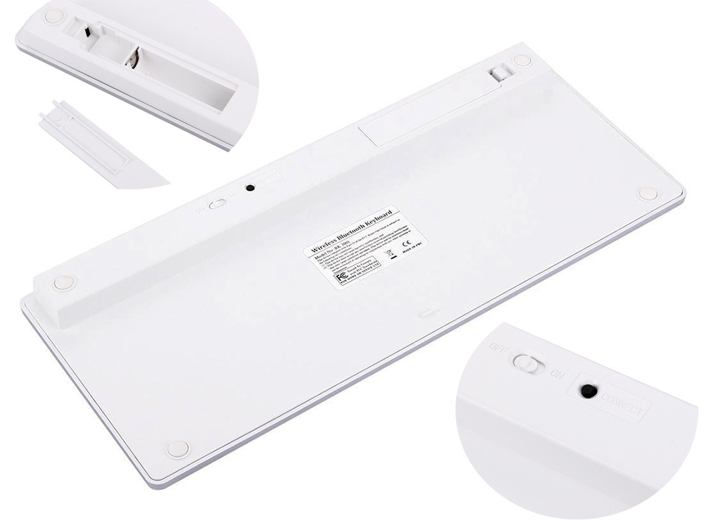 Belaidė bluetooth klaviatūra 78 klavišai, 12x28,5 cm, balta