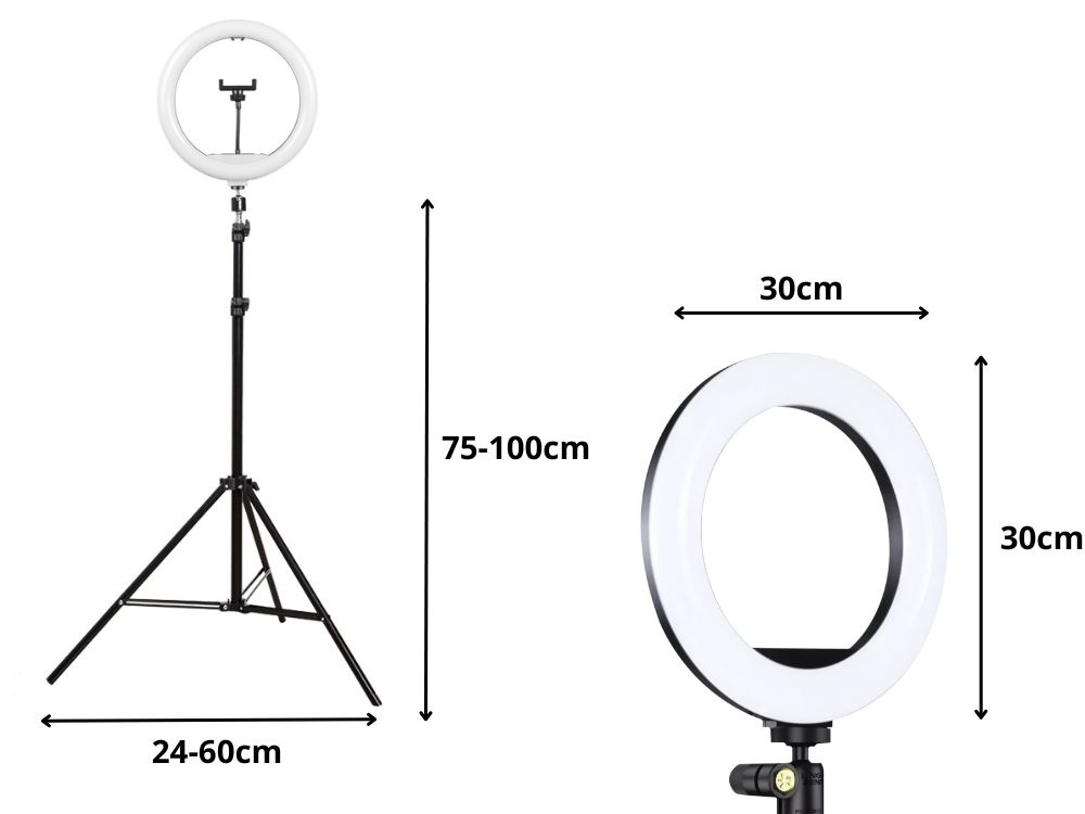 Led žiedinė lempa su rgb, telefono laikikliu ir reguliuojamu stovu 1