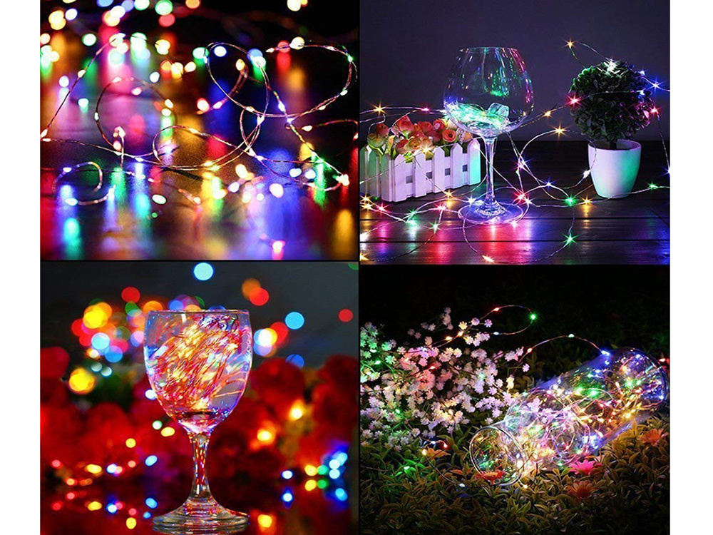 Led lemputės ant vielutės 100 led, 10 m, daugiaspalvės 2