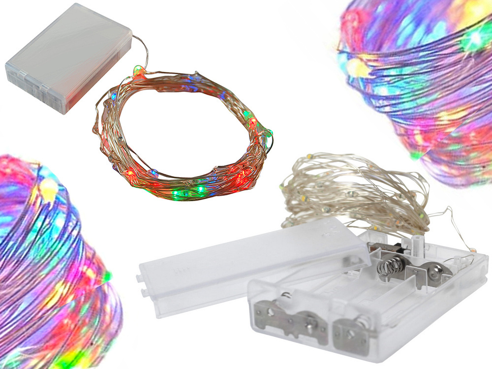 Led lemputės ant vielutės 100 led, 10 m, daugiaspalvės