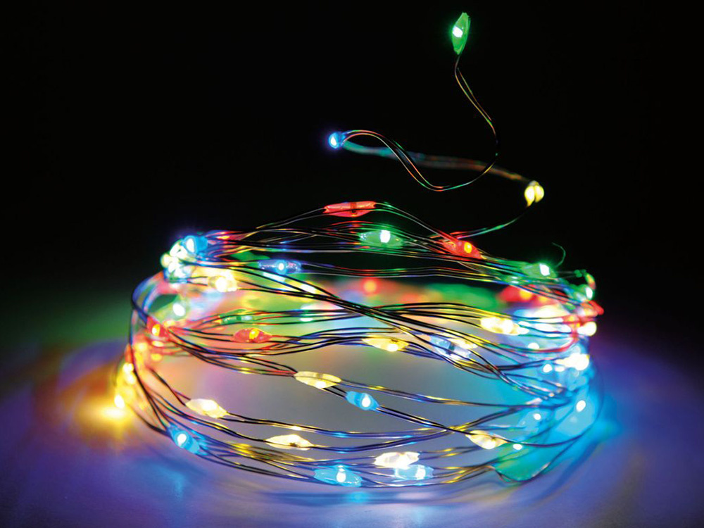 Led lemputės ant vielutės 100 led, 10 m, daugiaspalvės 1