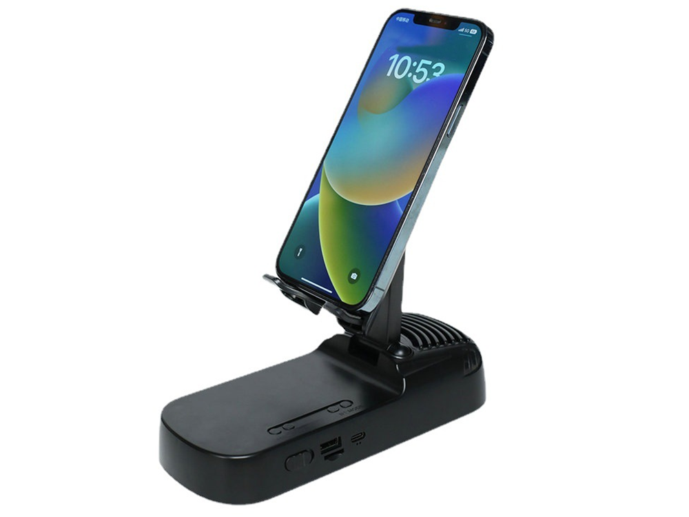 Stovas telefonui su teleskopiniu laikikliu ir bluetooth garsiakalbiu
