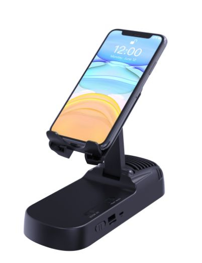 Stovas telefonui su teleskopiniu laikikliu ir bluetooth garsiakalbiu