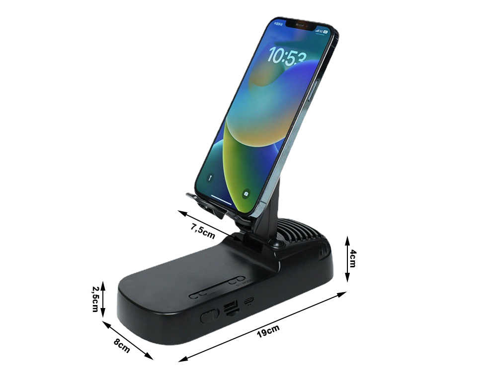 Stovas telefonui su teleskopiniu laikikliu ir bluetooth garsiakalbiu