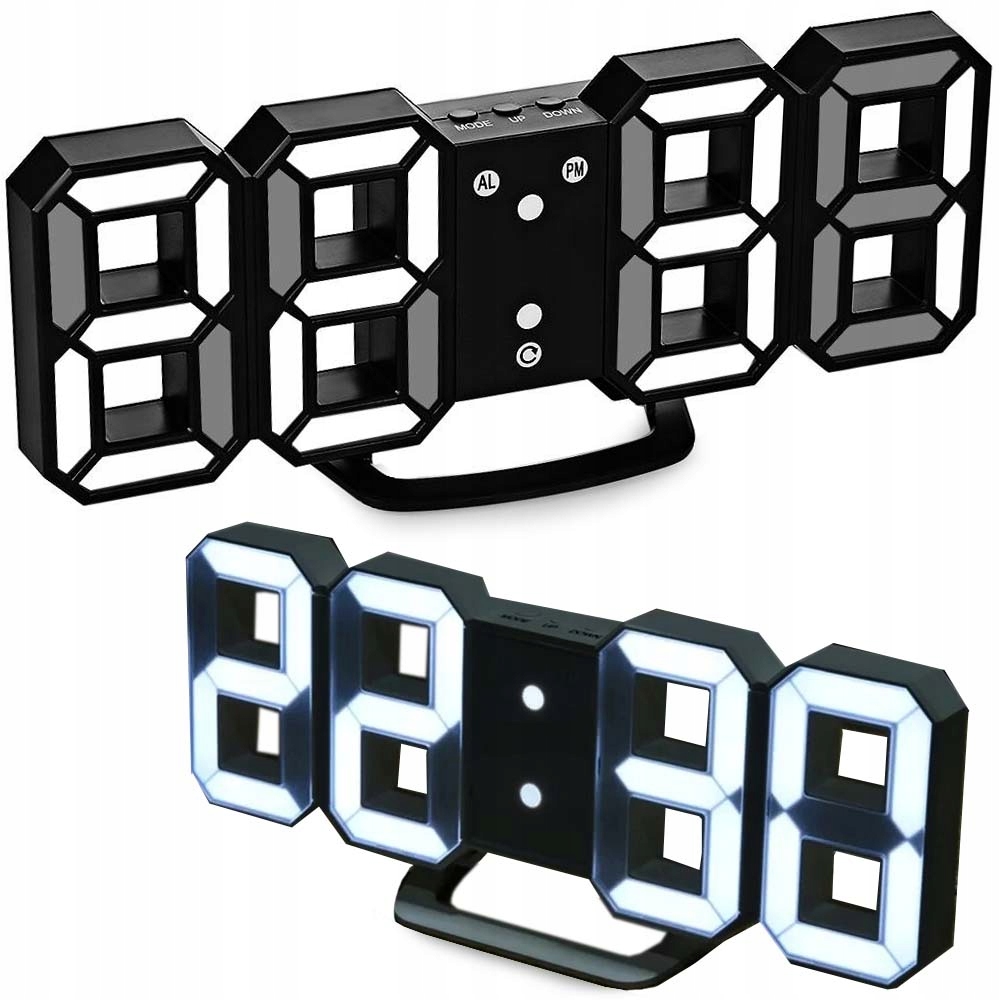 Elektroninis laikrodis, žadintuvas LED, baltas