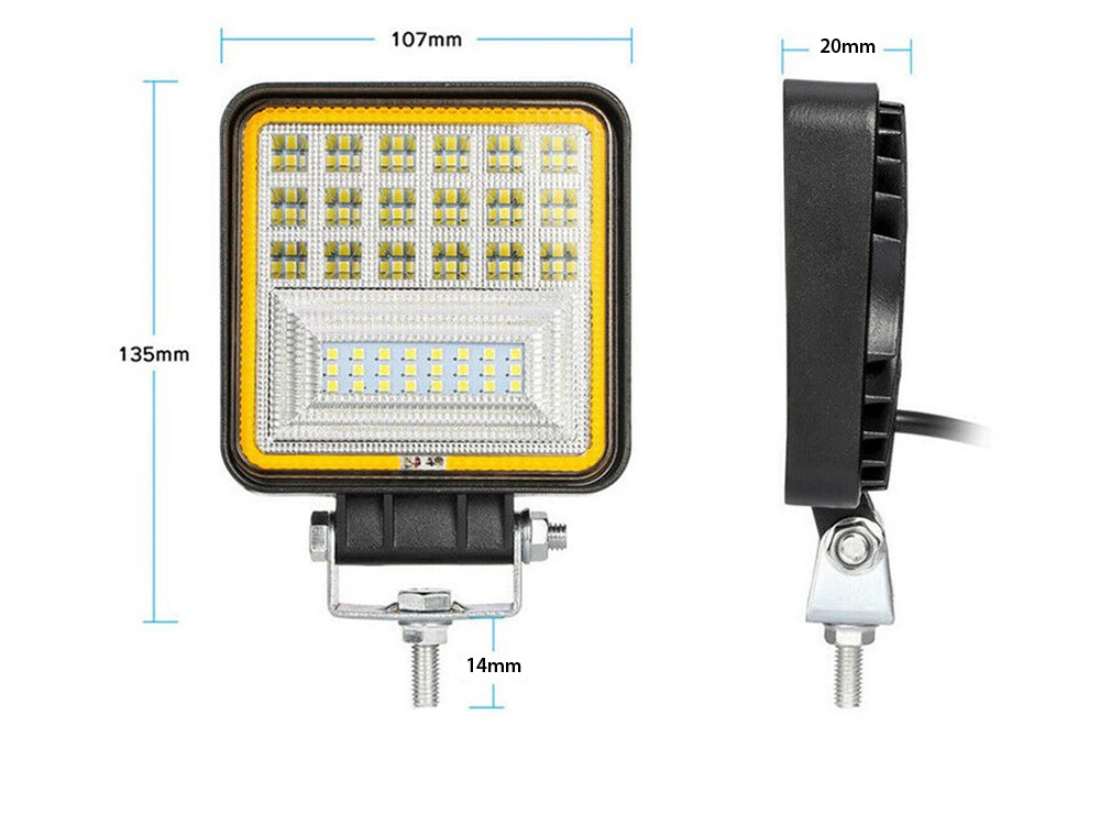 Darbo lempa su 42 led, 126w, 10v-30v, cree