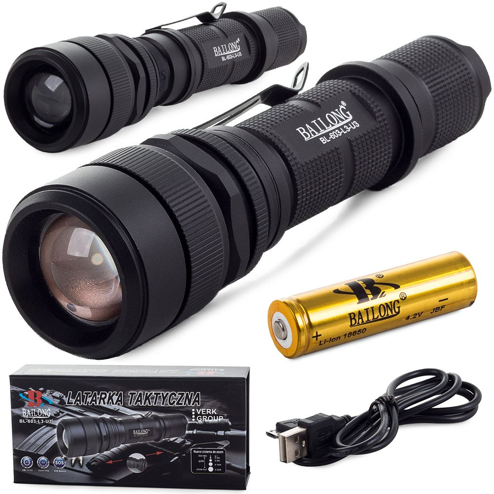 Žibintuvėlis bailong 603 led su cree xm-l t6 dioda ir usb krovimu