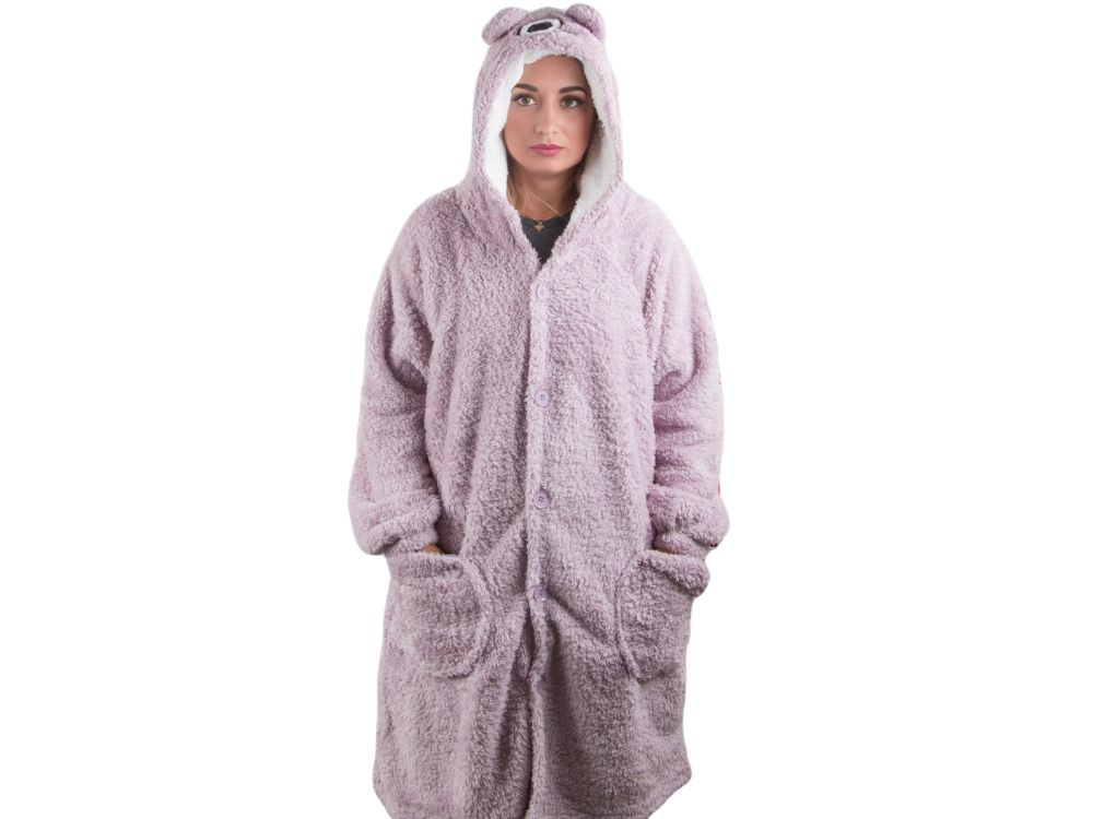 Minkštas ir šiltas oversize pledas su gobtuvu, violetinis