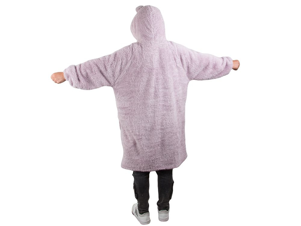 Minkštas ir šiltas oversize pledas su gobtuvu, violetinis