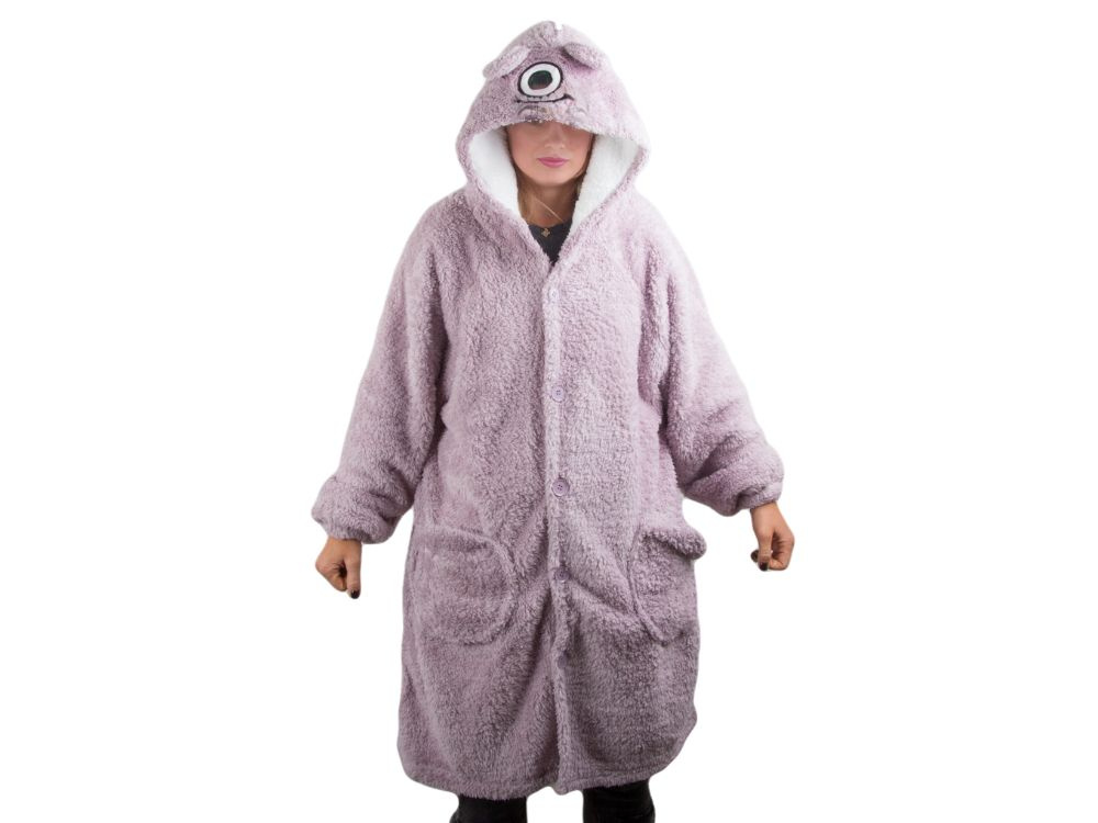 Minkštas ir šiltas oversize pledas su gobtuvu, violetinis