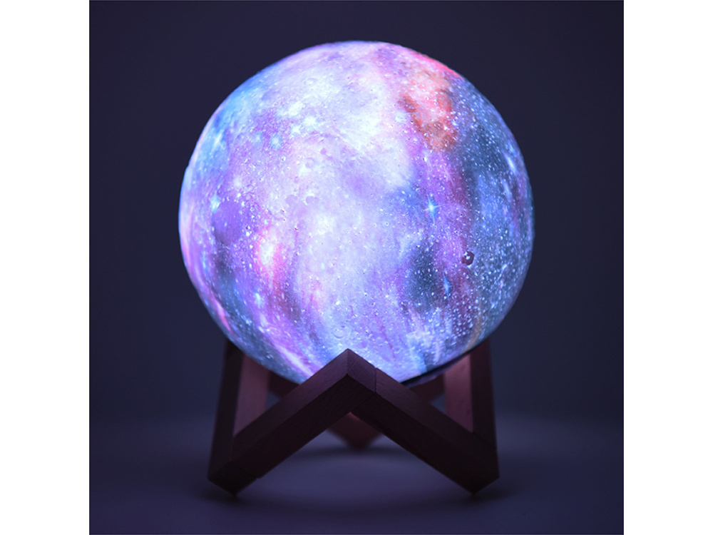 Naktinė lempa 3d mėnulis su rgb apšvietimu ir pulteliu, 15 cm