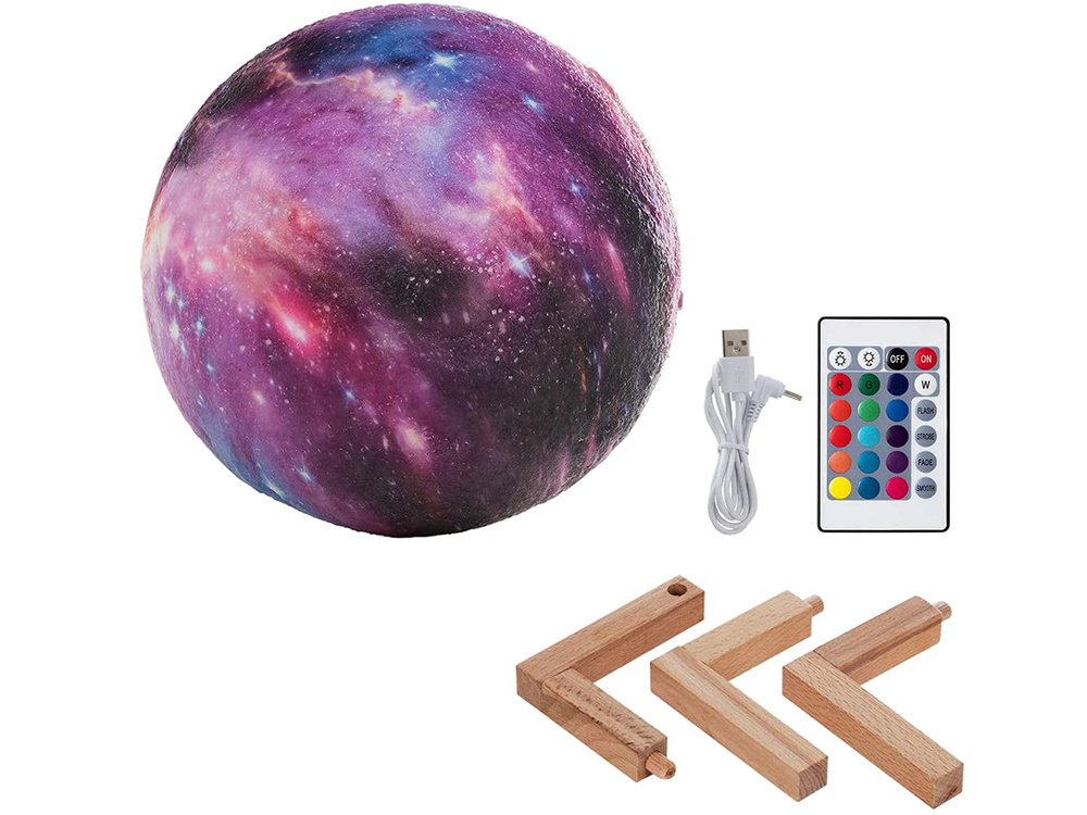 Naktinė lempa 3d mėnulis su rgb apšvietimu ir pulteliu, 15 cm