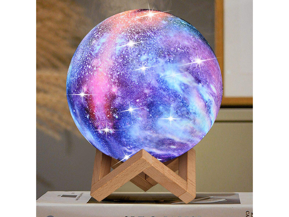 Naktinė lempa 3d mėnulis su rgb apšvietimu ir pulteliu, 15 cm