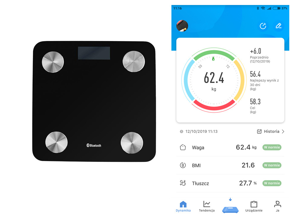 Išmaniosios analitinės svarstyklės su bluetooth funkcija, 28x28 cm
