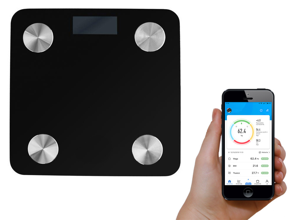 Išmaniosios analitinės svarstyklės su bluetooth funkcija, 28x28 cm