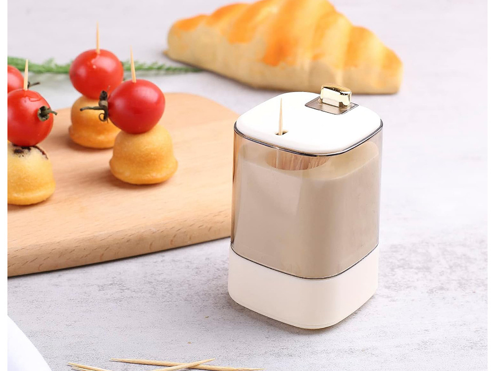 Dėžutė dantų krapštukams, automatinis dozatorius, baltas