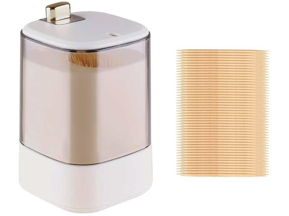 Dėžutė dantų krapštukams, automatinis dozatorius, baltas