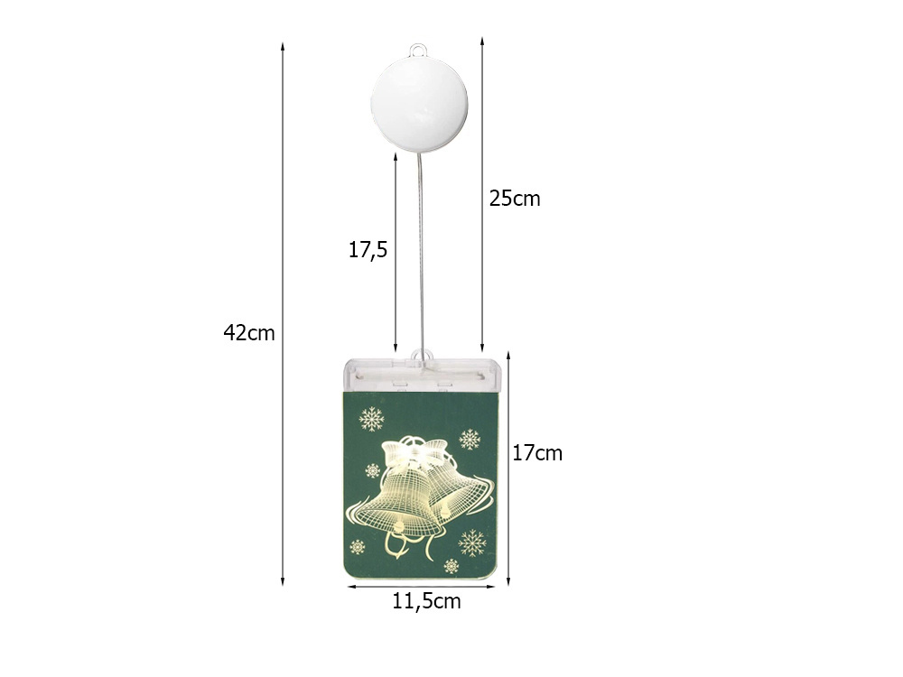 Led vitražas langui su varpeliais, 42 cm