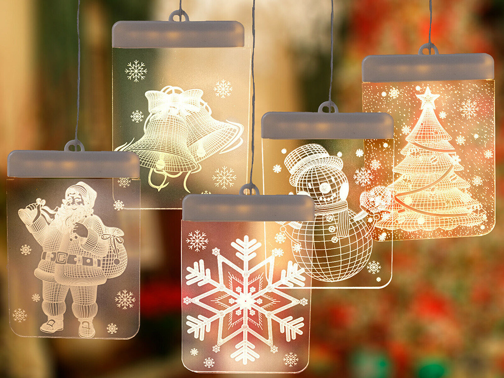 Led vitražas langui su varpeliais, 42 cm