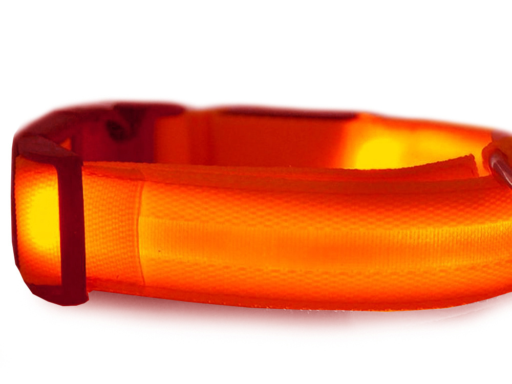 Kaklo apšvietimas led šunims ir katėms, reguliuojamas, 46-59 cm, raudonas