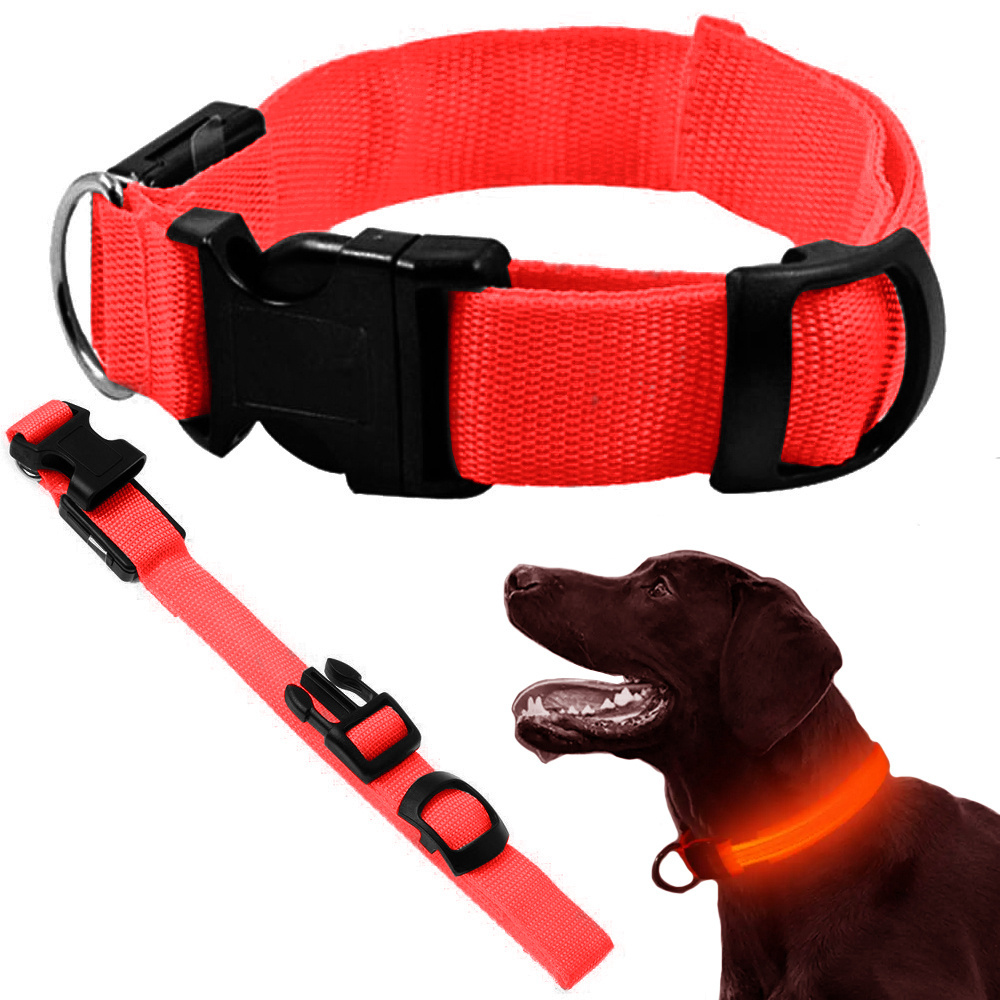 Kaklo apšvietimas led šunims ir katėms, reguliuojamas, 46-59 cm, raudonas