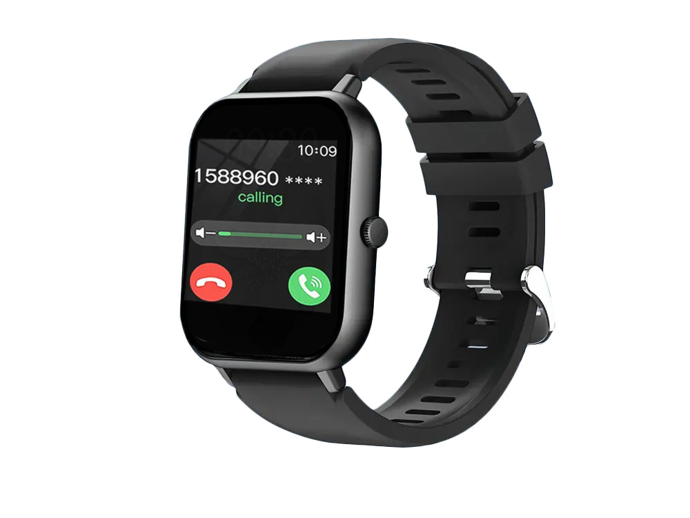 Išmanusis laikrodis su guminiu dirželiu, bluetooth, juodas