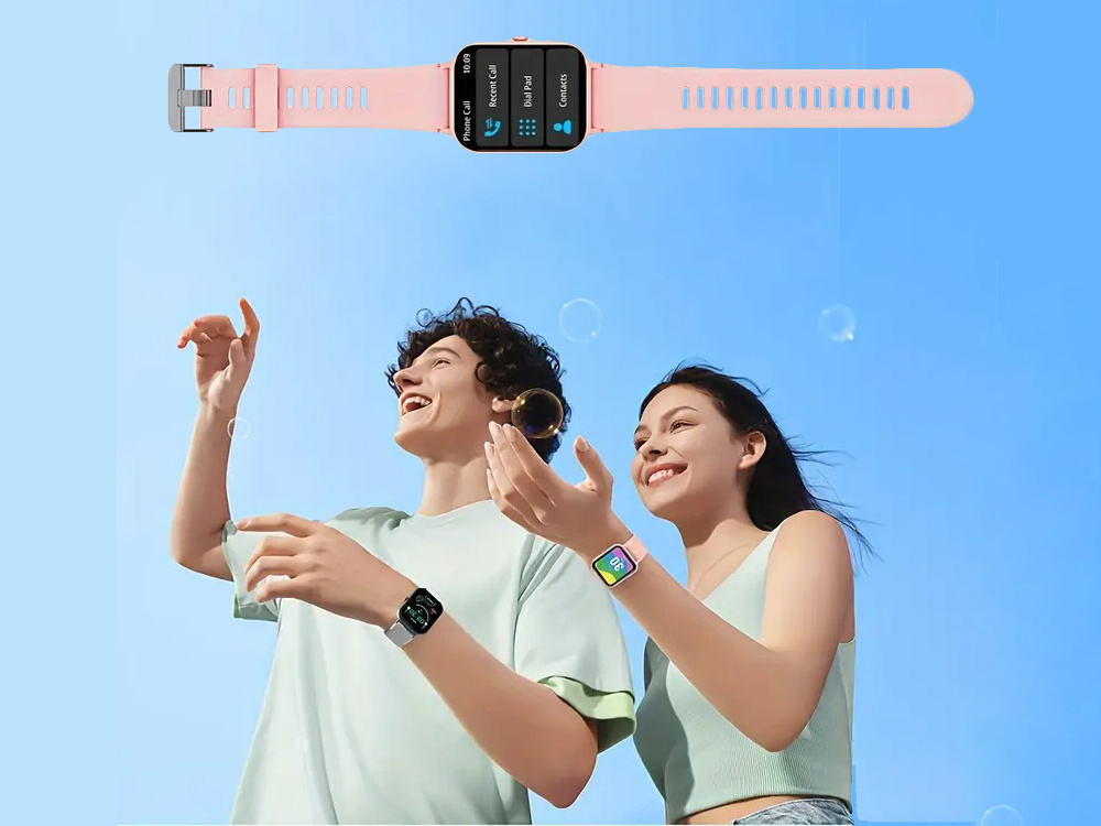 Išmanusis laikrodis su guminiu dirželiu, bluetooth, juodas