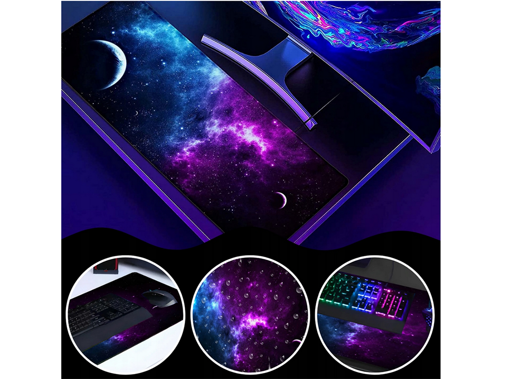 Žaidimų pelės kilimėlis xxl 80x30 cm su kosmoso grafika