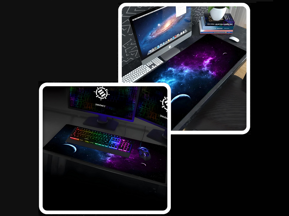 Žaidimų pelės kilimėlis xxl 80x30 cm su kosmoso grafika