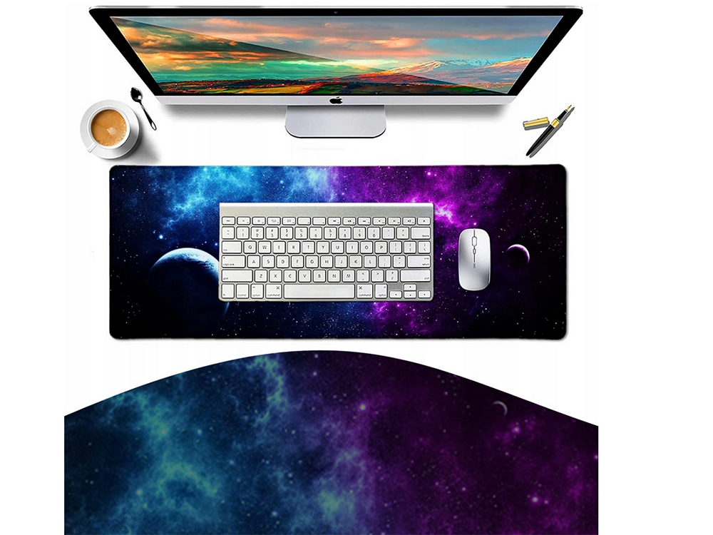 Žaidimų pelės kilimėlis xxl 80x30 cm su kosmoso grafika