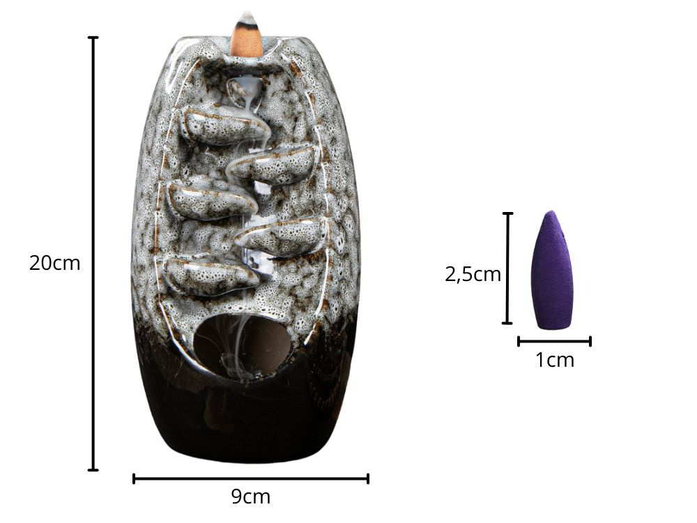 Keraminis kvapų difuzorius su 10 dagčių, 20x9 cm, pilkas