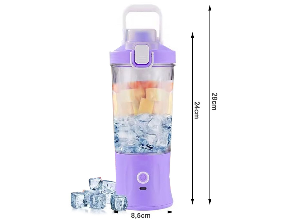Nešiojamas usb trintuvas, 600ml, violetinis
