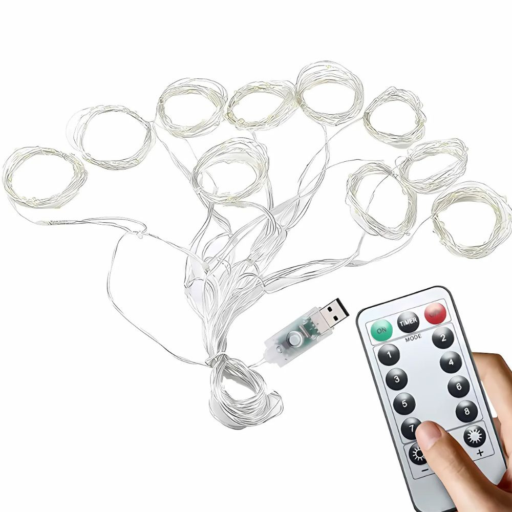 Šventinė girlianda 300 led lemputės, 3 m, šilta balta