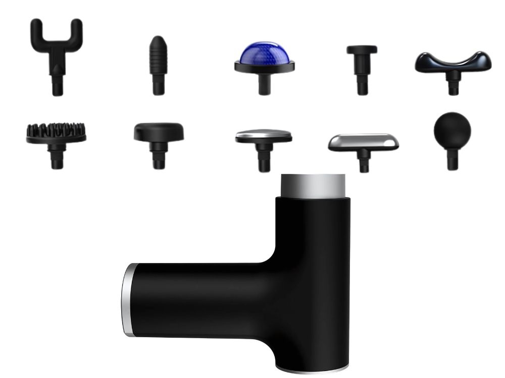 Masažuoklis su 10 antgalių ir usb-c įkrovimu