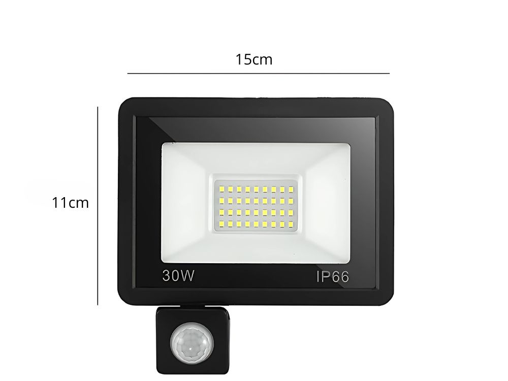 Led šviestuvas su judesio jutikliu 30w 6000k ip66