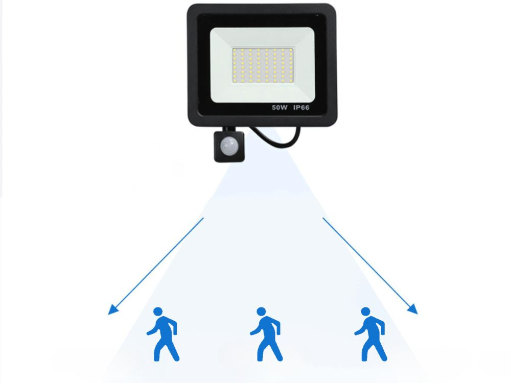Led šviestuvas su judesio jutikliu 30w 6000k ip66