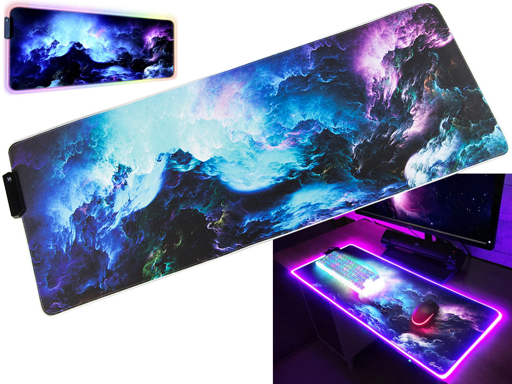 Žaidimų pelės kilimėlis led xxl 90x40 cm
