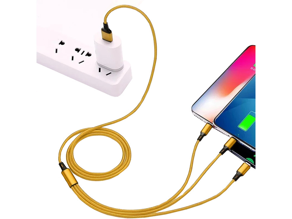 Usb kabelis 3 viename su type-c, micro usb, lightning jungtimis, 1,2 m