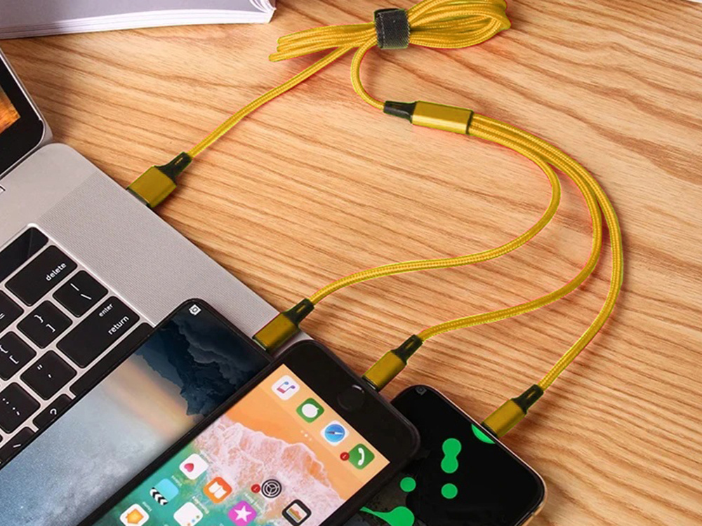 Usb kabelis 3 viename su type-c, micro usb, lightning jungtimis, 1,2 m