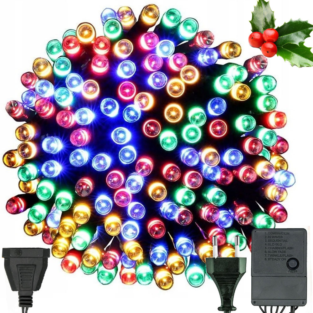 Kalėdinės lemputės 300 led, įvairiaspalvės, 8 režimai