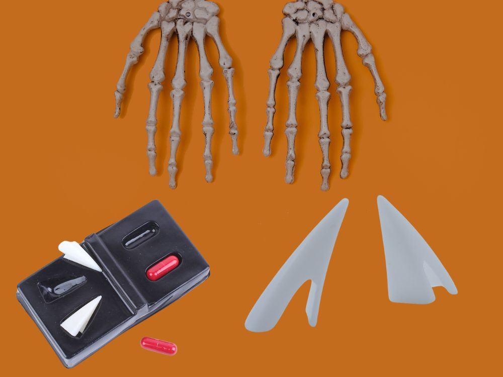 Vampyro dantų rinkinys su dirbtiniu krauju halloween