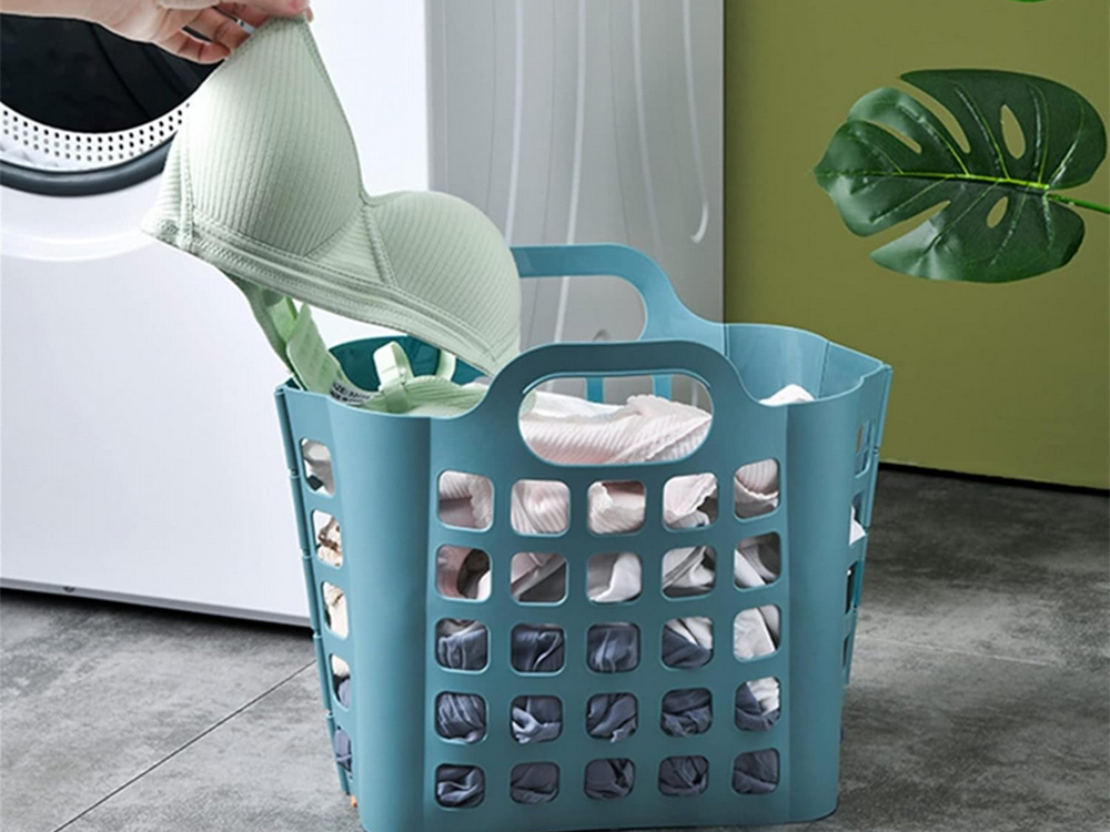 Plastikinis sulankstomas krepšys su ergonomiškomis rankenomis