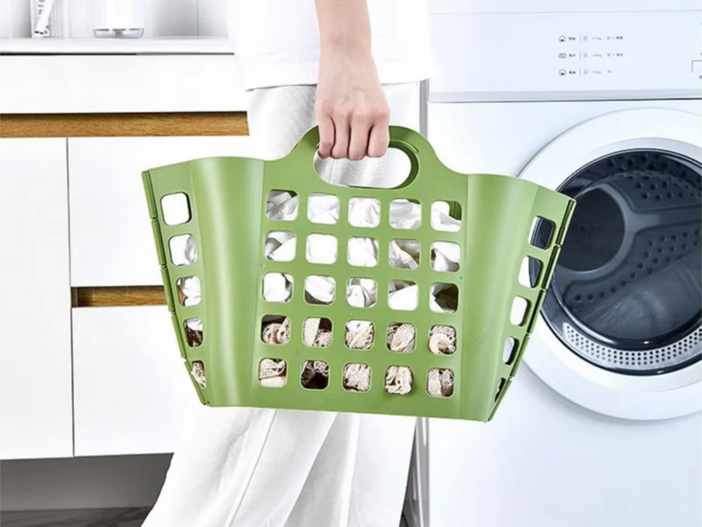 Plastikinis sulankstomas krepšys su ergonomiškomis rankenomis